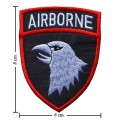 White Airborne Army Embroidered Iron On Patch