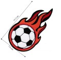 Flaming Soccer Ball Embroidered Iron On Patch