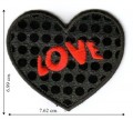 Black Sequin Love Heart Embroidered Iron On Patch