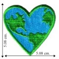 Blue-Green Earth Heart Embroidered Iron On Patch